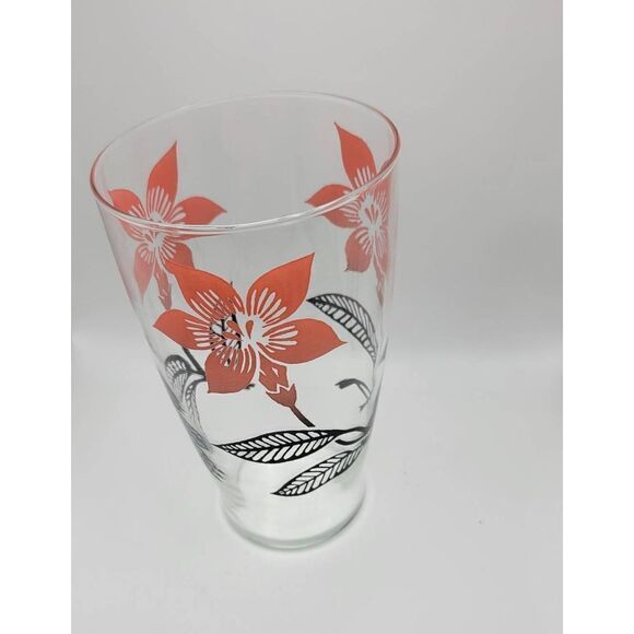 Vintage 1960's Pink And Black Floral Juice Pitcher or Vase - Picture 2 of 5